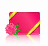 pink card with flower and leaf