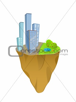 buildings and nature concept on mini slice planet