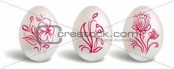 easter egg with red floral elements 