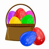 Happy Easter Egg Basket with Scroll Design