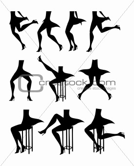 Ten woman legs silhouettes
