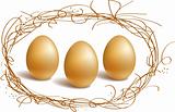 Gold eggs in the nest frame