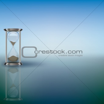 hourglass on blue background