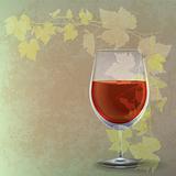 grunge illustration with wineglass on green