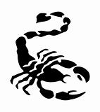 Tribal scorpion tattoo isolated on white. Vector