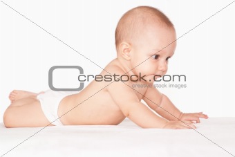 happy baby on a white 
