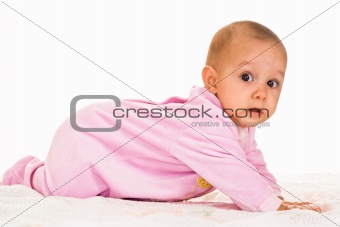 happy baby in pink 