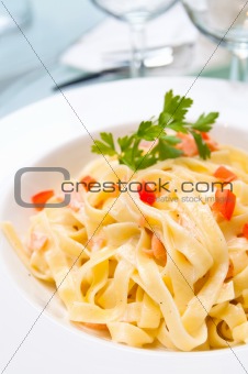 tasty pasta with salmon
