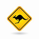 yellow sign with kangaroo