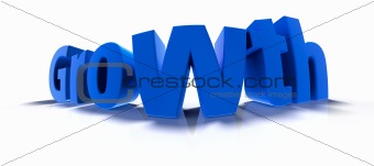 Growth in blue over white background