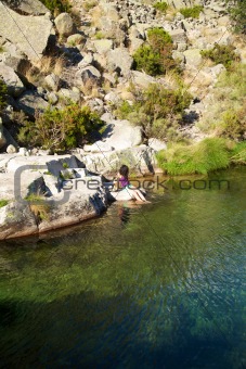 woman in a lake at Gredos