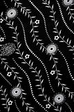 Black fabric with white flower pattern 
