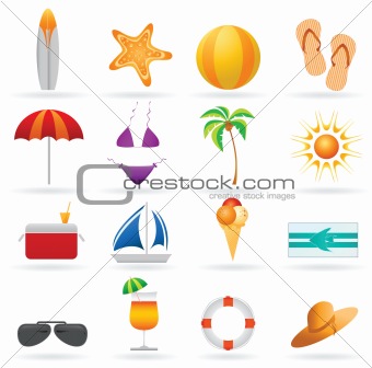 Summer and travel icon set