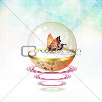 Butterfly isolated in glass globe