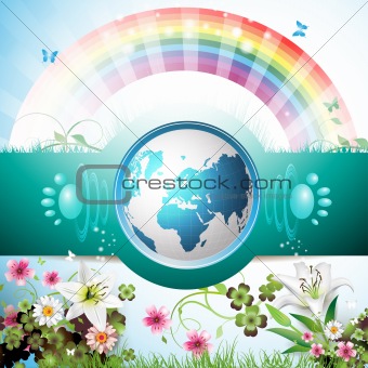Blue Earth with flowers