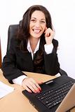 Young woman smiling and working at office