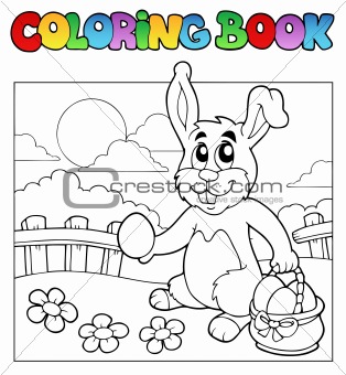 Coloring book with bunny and eggs