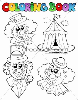 Coloring book with clown images