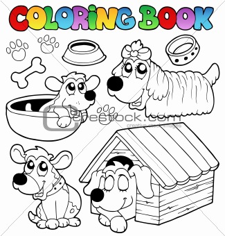 Coloring book with cute dogs