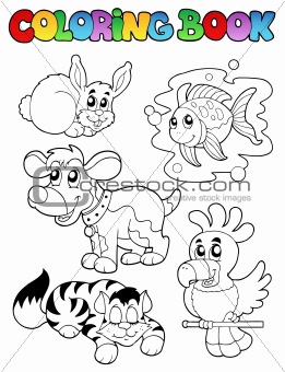 Coloring book with happy pets 1