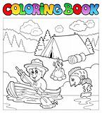 Coloring book with scout in boat