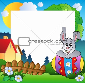 Easter frame with egg and bunny