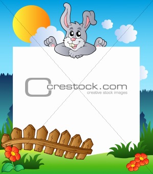 Easter frame with lurking bunny