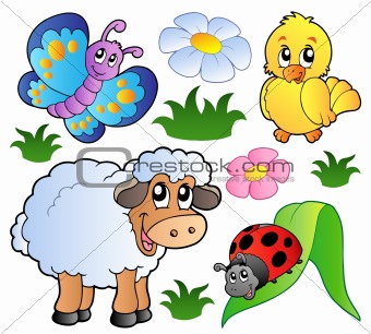 Various happy spring animals