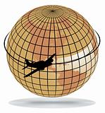 Airplane route around the world