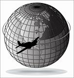 Airplane route around the world