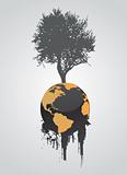 Earth globes with tree