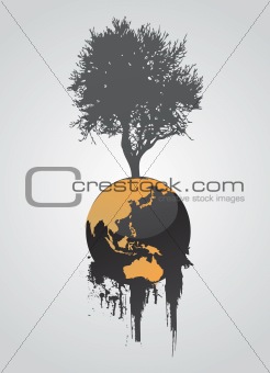 Earth globes with tree
