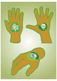 Human hands with recycle signs