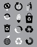 Black and white recycle signs
