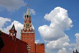 The Kremlin Spasskaya tower on Red Square in Moscow
