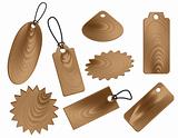 Price tags in wood grain textures style