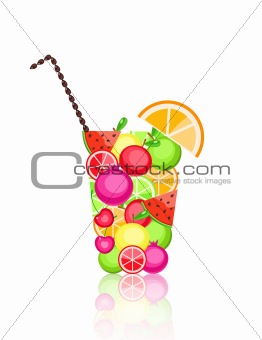 cocktail silhouette composed of different fruits