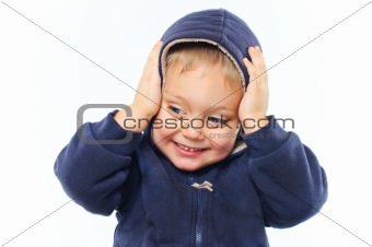 portrait of cute little boy in the hood