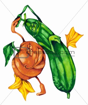 Pumpkin and Cucumber in love