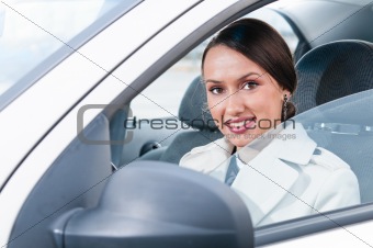 woman in a car