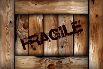 Fragile wooden box background. Vector