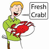 Waiter Serving Crab