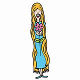 Long Haired Girl with Flower