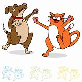Dancing Cat and Dog