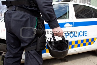 police helmet and a gun