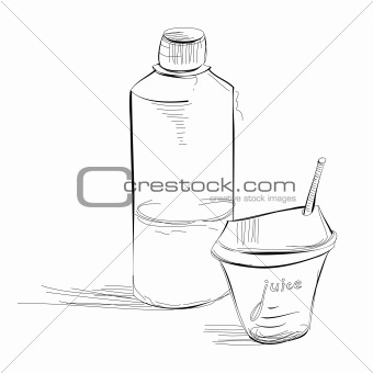 Bottle and glass of juice