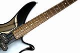 Fragment of black  Bass Electric Guitar With Four Strings, isola