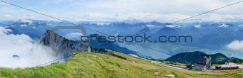 Panorama the bird's-eye view Over An Austrian Lake