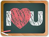 Blackboard with I Love Heart You Message written with Chalk