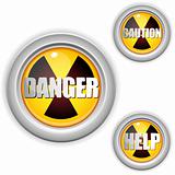 Radioactive Danger Yellow Button. Caution Radiation